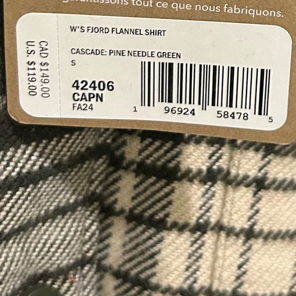 Patagonia Fjord Flannel Shirt – Women’s Small – Pine Needle Green Plaid – NWT - Picture 5 of 5